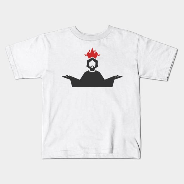 Jesus Christ with a crown in the form of the flame of the fire of the Spirit Kids T-Shirt by Reformer